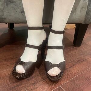 LANVIN Brown Buckled High Heel Sandals